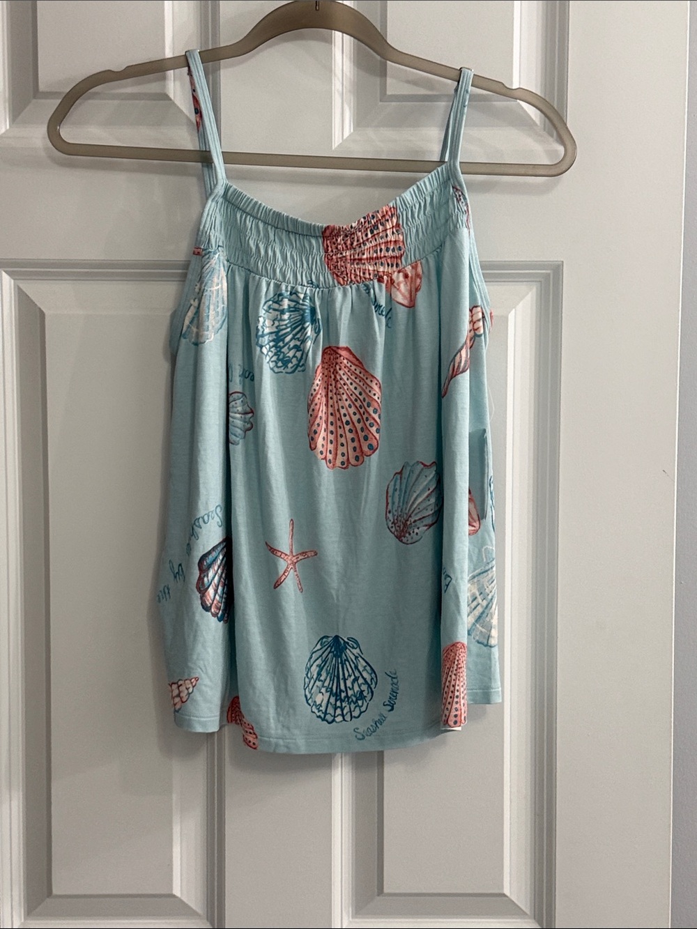 Soma Light Blue Shell-Print Camisole Pajama Top